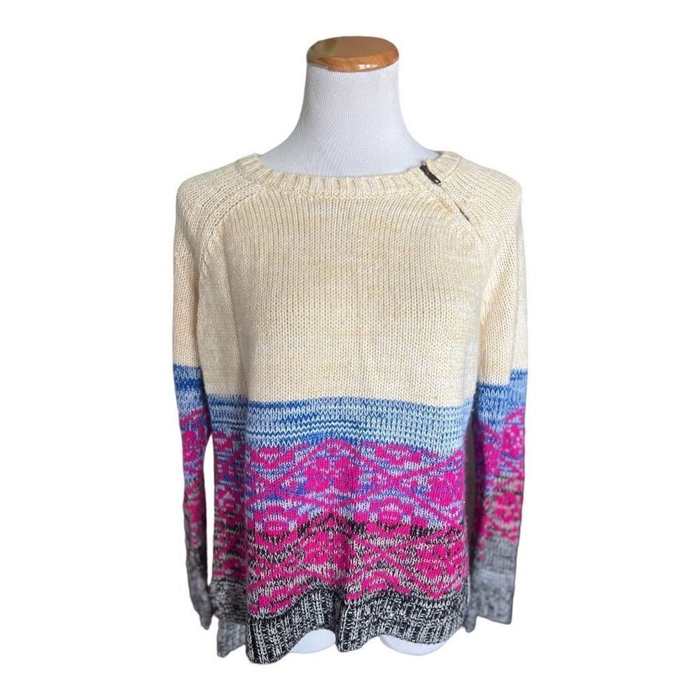 Womens Eyeshadow Zip Neck Waverly Ombre Sweater - Sz M